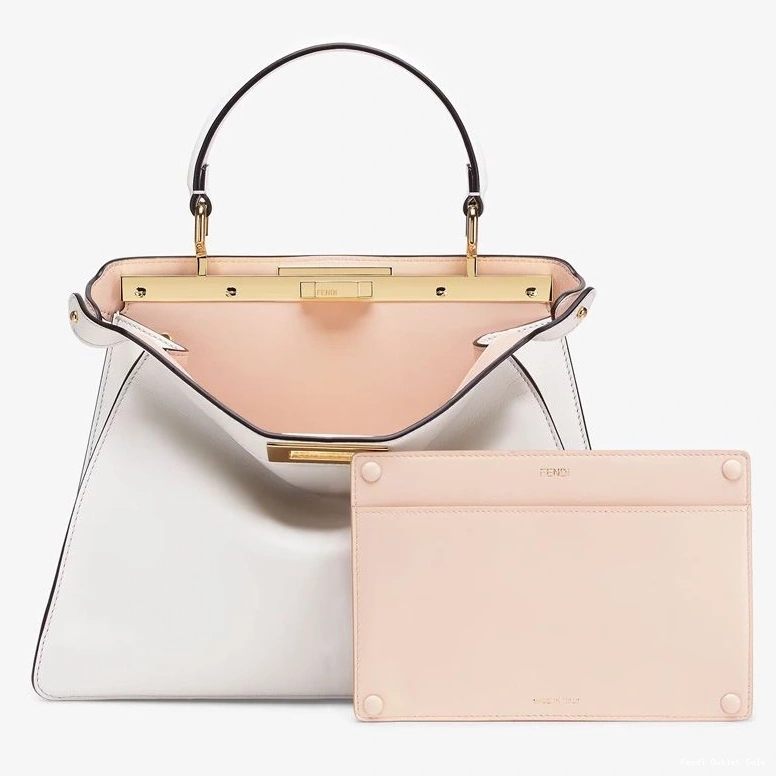 Cheap Nappa Peekaboo Bag Laether In White Fendi ISeeU Medium 0730